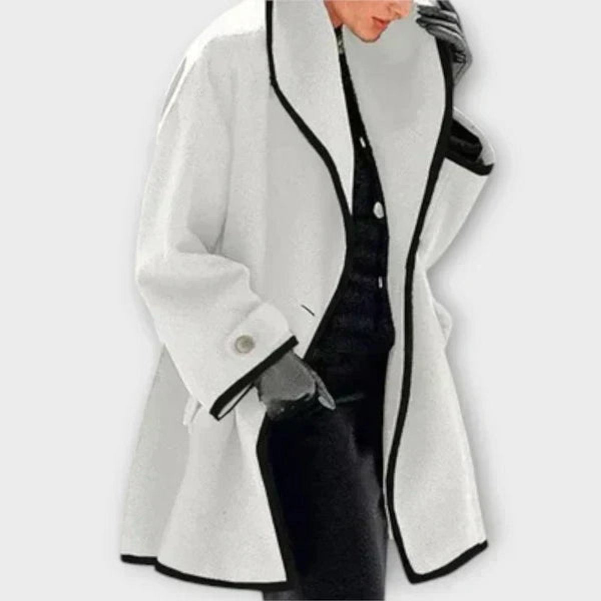 Oversized Contrast-Trim Coat