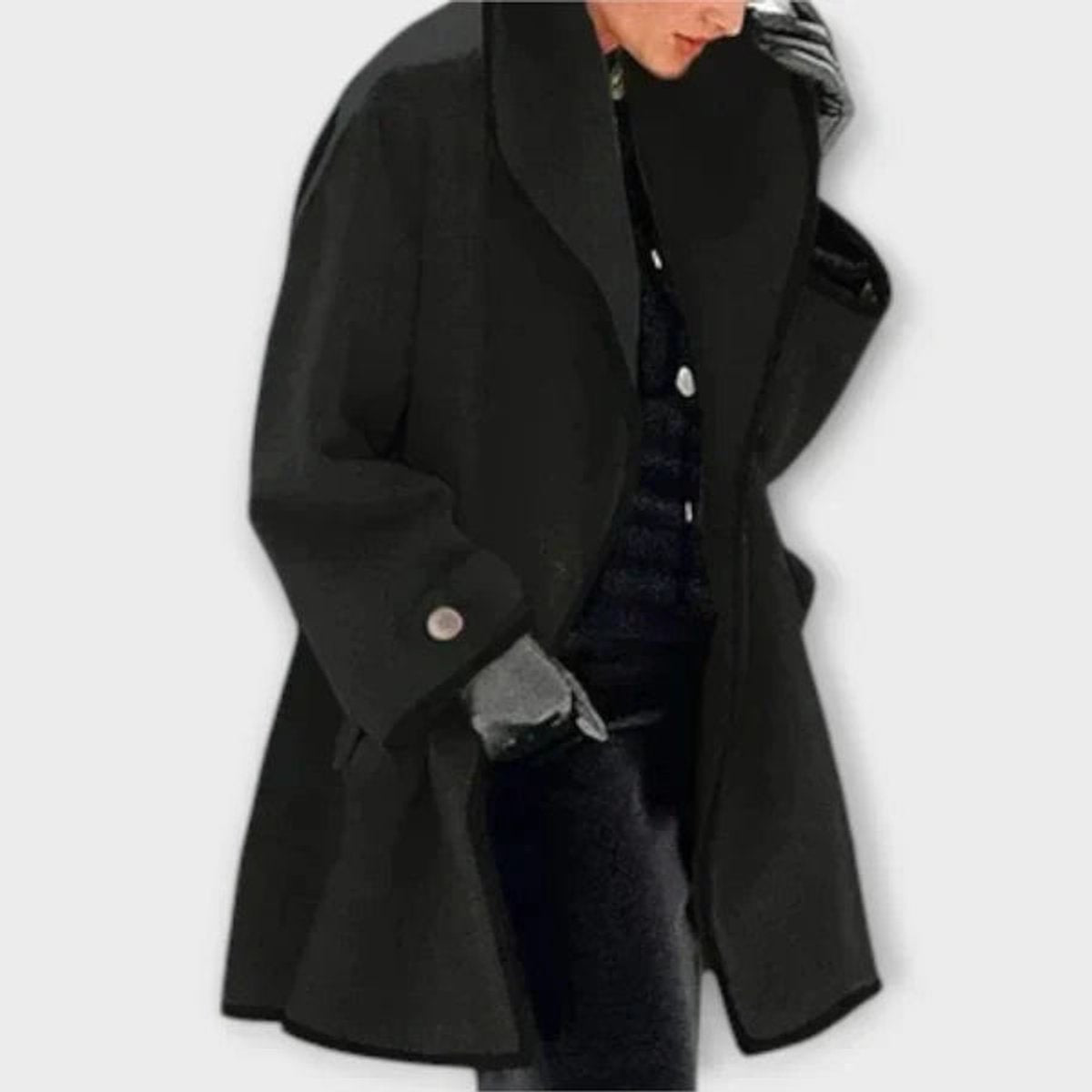 Oversized Contrast-Trim Coat