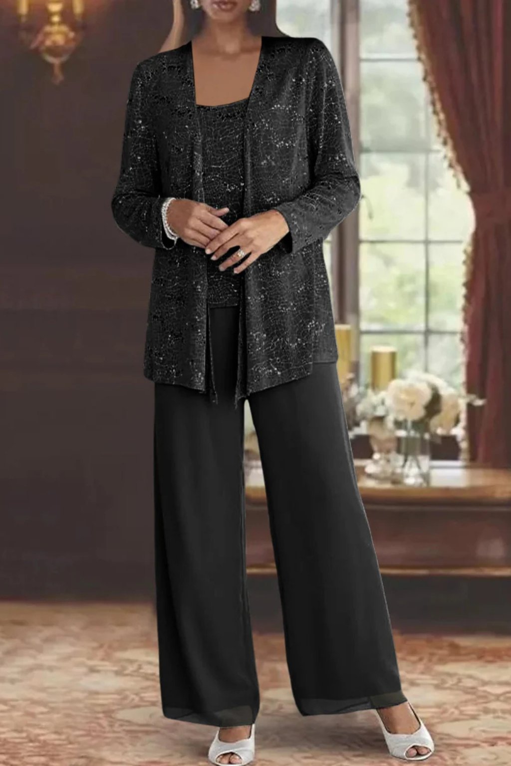 Elegant Layered Three-Piece Pants Set for Women