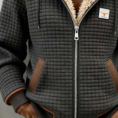 Sherpa-Lined Quilted Zip-Up Hooded Jacket