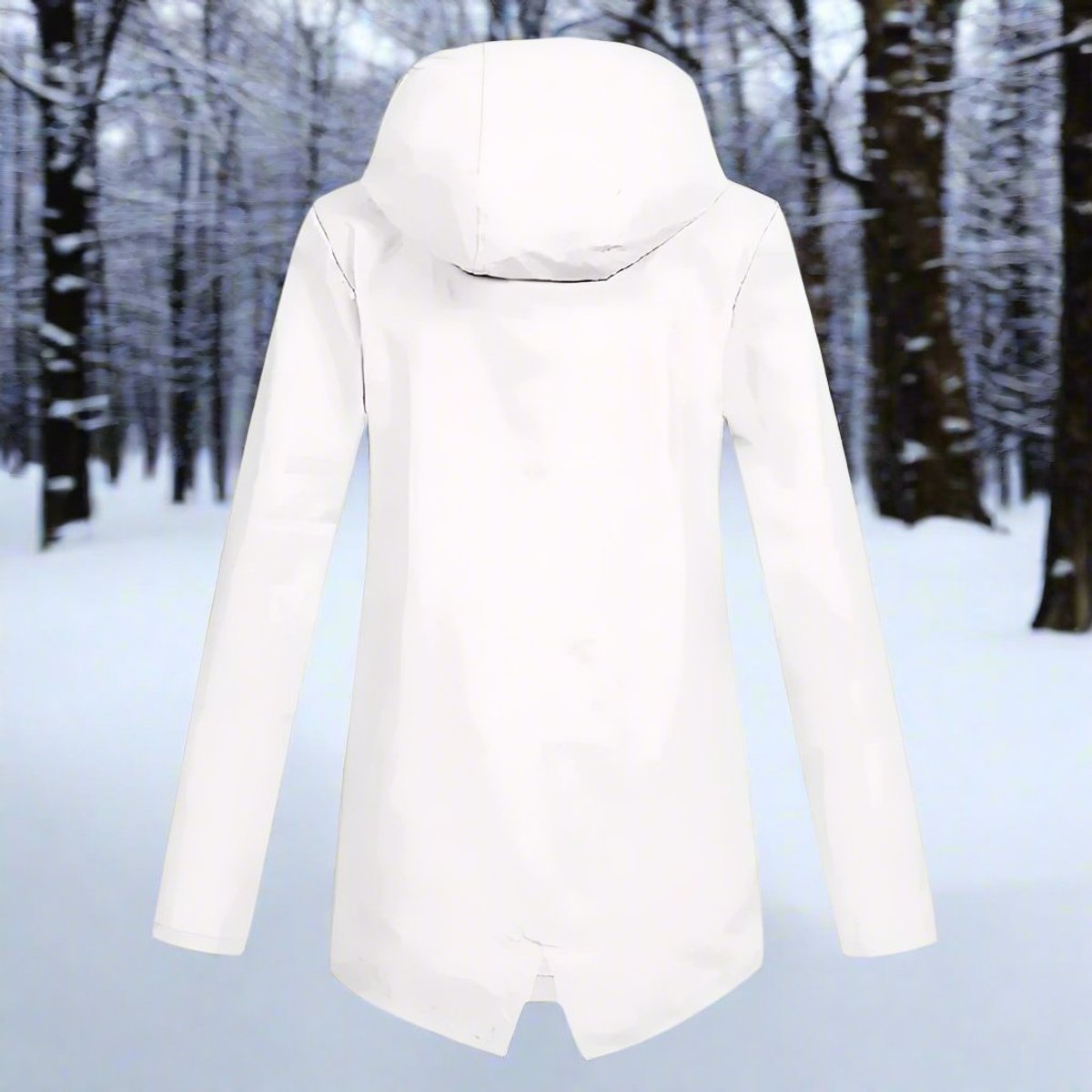 Hooded Waterproof Longline Rain Jacket