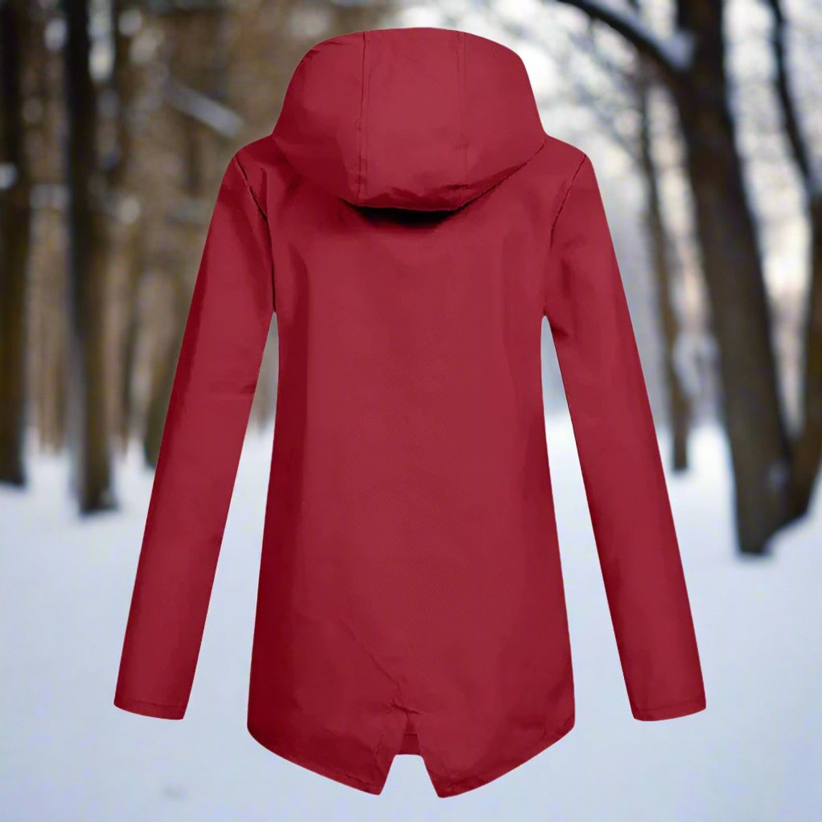 Hooded Waterproof Longline Rain Jacket