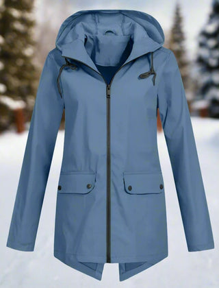 Hooded Waterproof Longline Rain Jacket