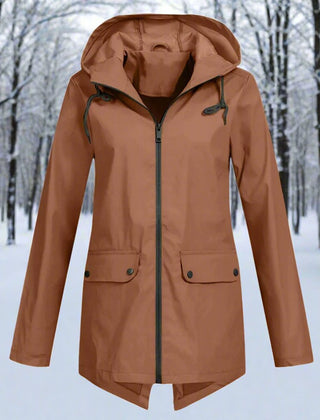 Hooded Waterproof Longline Rain Jacket