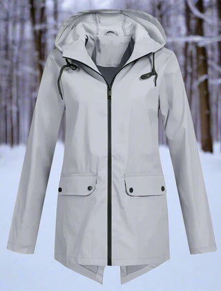 Hooded Waterproof Longline Rain Jacket