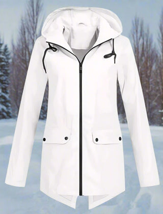 Hooded Waterproof Longline Rain Jacket