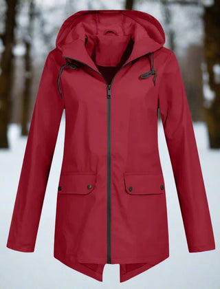 Hooded Waterproof Longline Rain Jacket