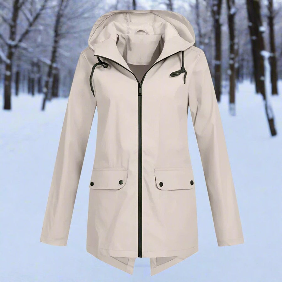 Hooded Waterproof Longline Rain Jacket
