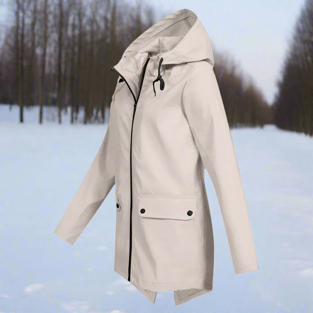Hooded Waterproof Longline Rain Jacket