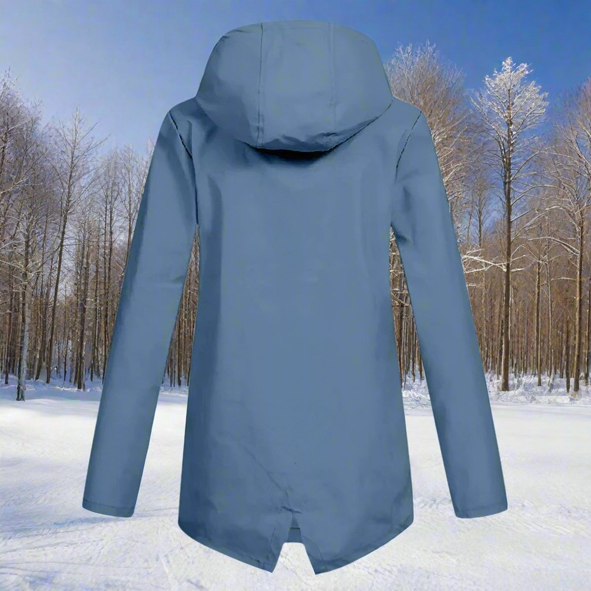 Hooded Waterproof Longline Rain Jacket