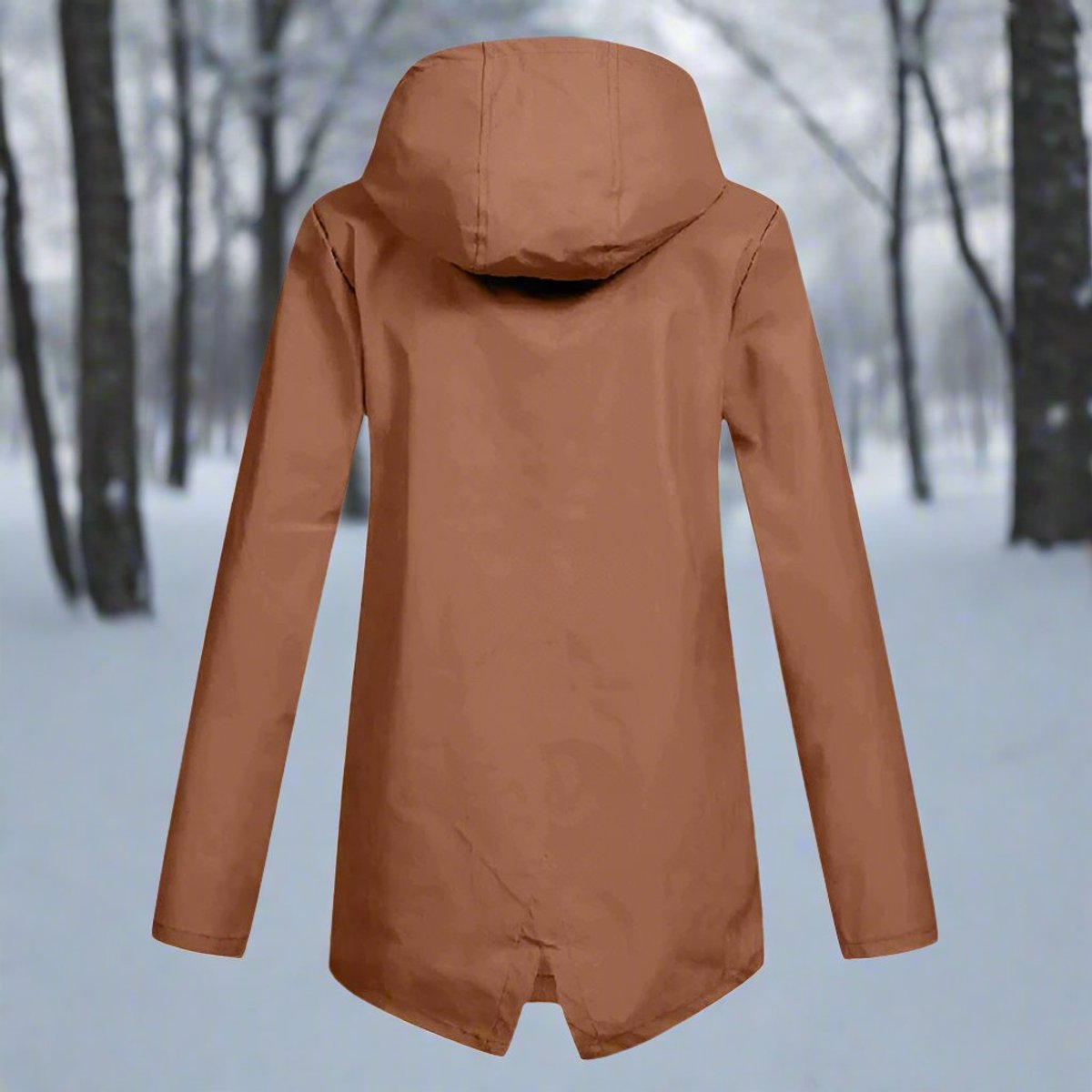 Hooded Waterproof Longline Rain Jacket