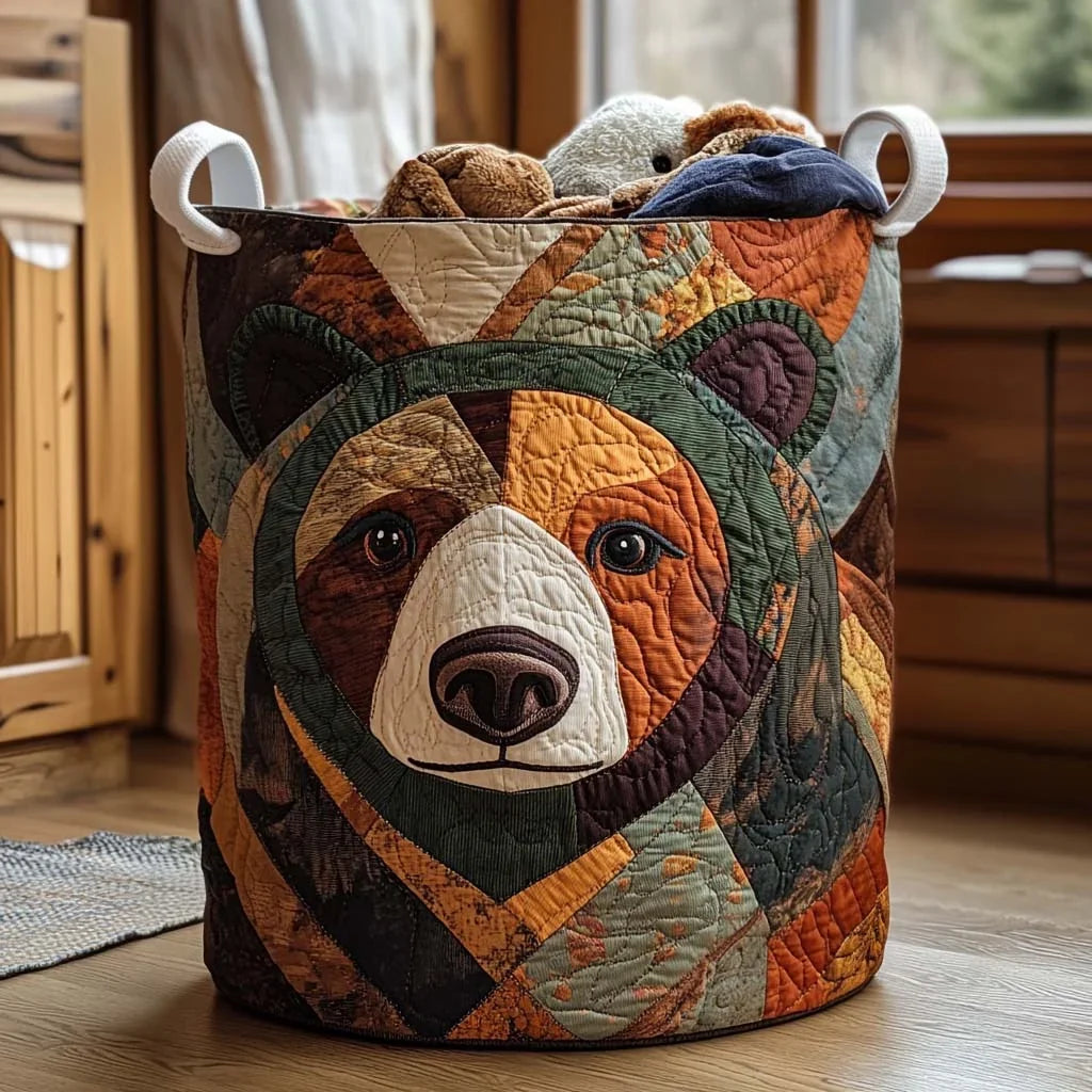 Patchwork Bear Laundry Basket