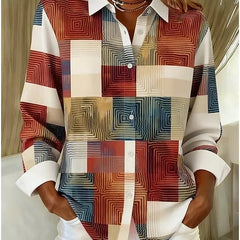 Vintage Patchwork Button Front Blouse