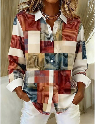 Vintage Patchwork Button Front Blouse
