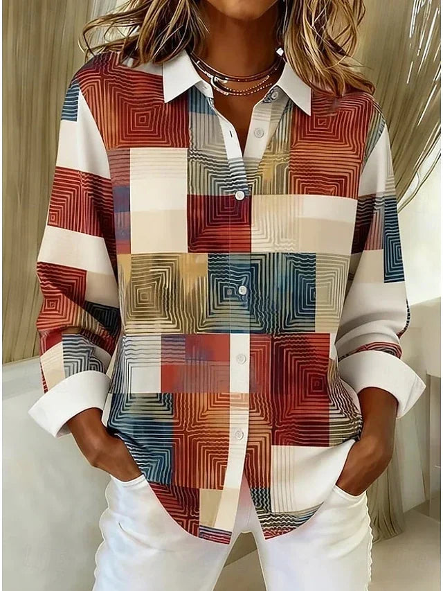 Vintage Patchwork Button Front Blouse