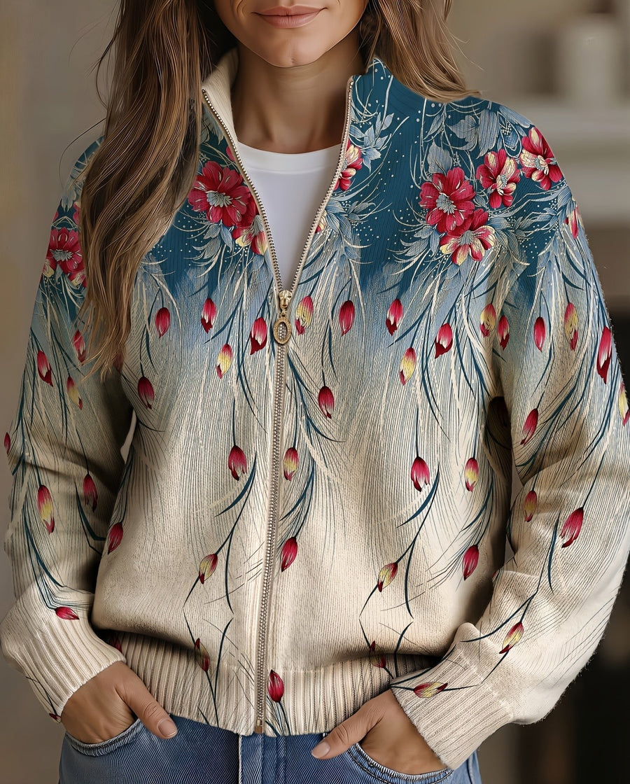 Floral Peacock Feather Gradient Print